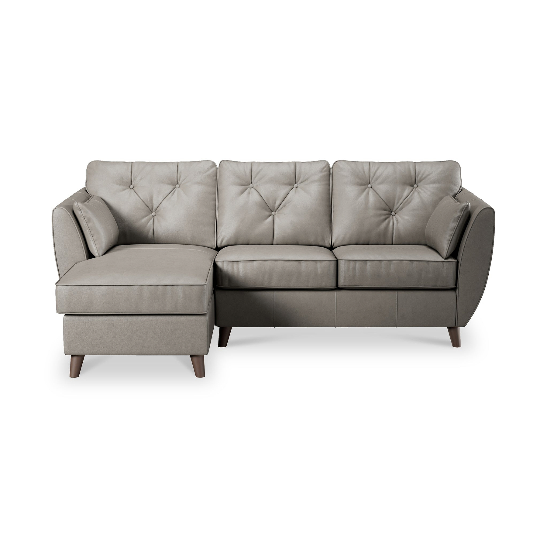Edison Leather Chaise LH Dark Feet Stone Grey from Roseland Furniture