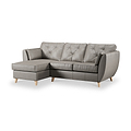 Edison Leather Chaise LH Light Feet Stone Grey from Roseland Furniture