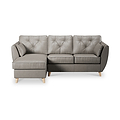 Edison Leather Chaise LH Light Feet Stone Grey from Roseland Furniture