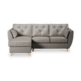Edison Leather Chaise LH Light Feet Stone Grey from Roseland Furniture