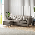 Edison Leather Chaise LH Light Feet Stone Grey from Roseland Furniture