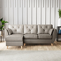 Edison Leather Chaise LH Light Feet Stone Grey from Roseland Furniture