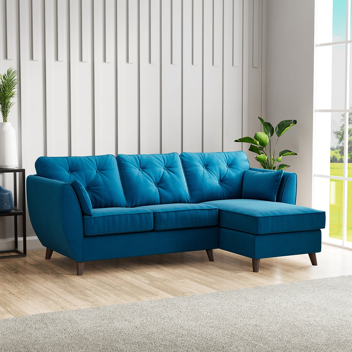 Edison Chaise RH Dark Feet Marine from Roseland Furniture