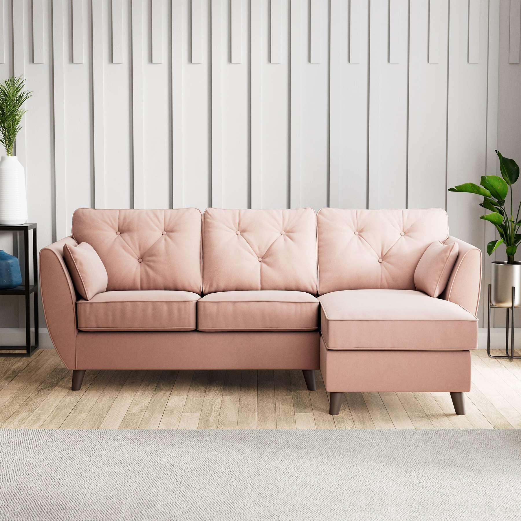 Edison Chaise RH Dark Feet Blush from Roseland Furniture