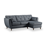 Edison Leather Chaise RH Dark Feet Navy from Roseland Furniture