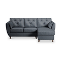 Edison Leather Chaise RH Dark Feet Navy from Roseland Furniture