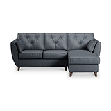 Edison Leather Chaise RH Dark Feet Navy from Roseland Furniture