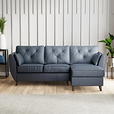 Edison Leather Chaise RH Dark Feet Navy from Roseland Furniture