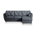 Edison Leather Chaise RH Light Feet Navy from Roseland Furniture