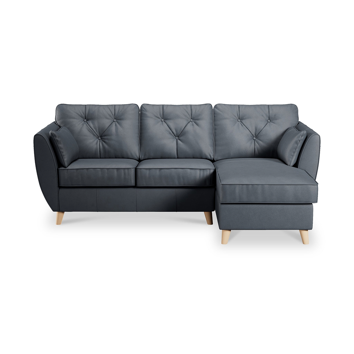 Edison Leather Chaise RH Light Feet Navy from Roseland Furniture
