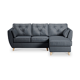 Edison Leather Chaise RH Light Feet Navy from Roseland Furniture