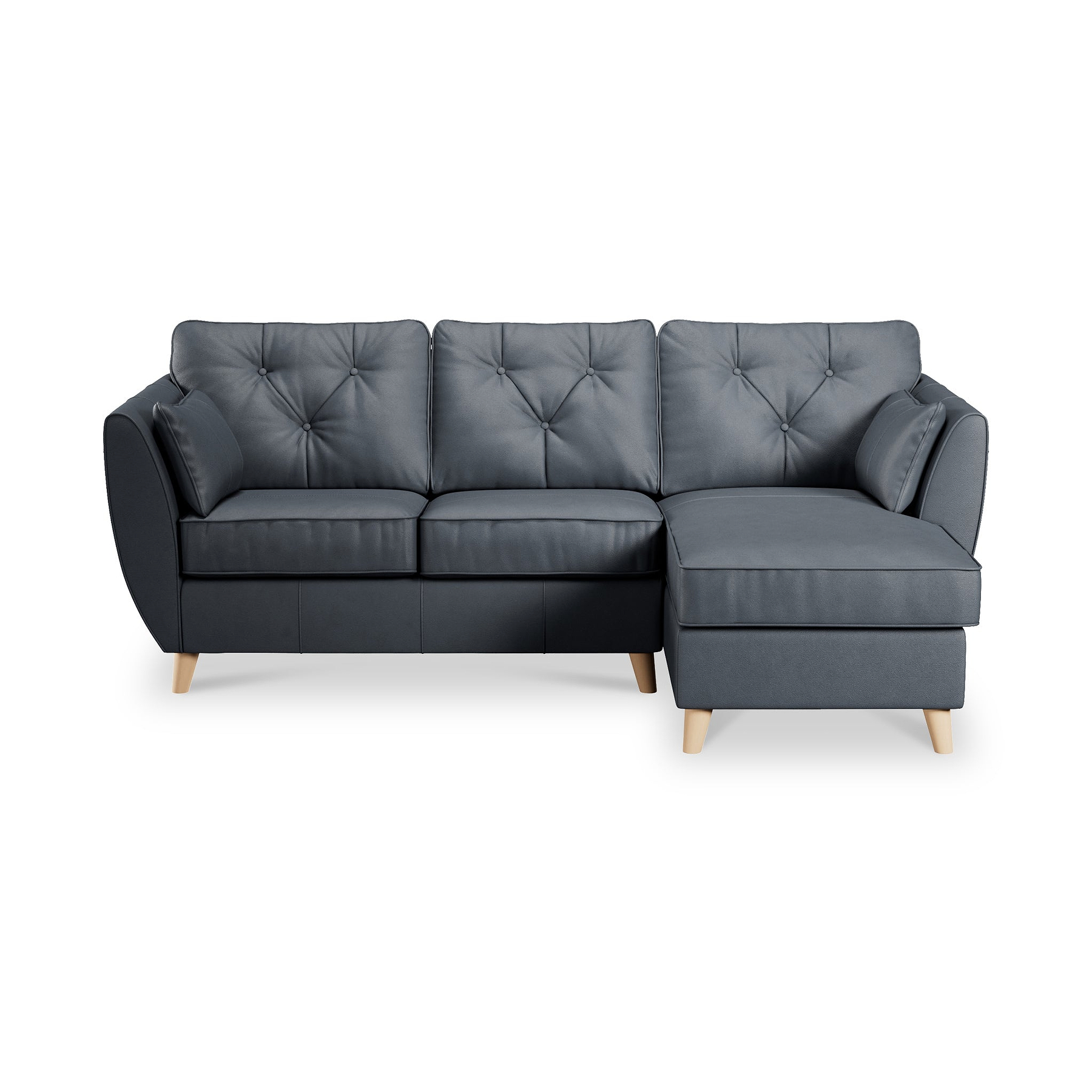 Edison Leather Chaise RH Light Feet Navy from Roseland Furniture