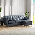 Edison Leather Chaise RH Light Feet Navy from Roseland Furniture