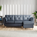 Edison Leather Chaise RH Light Feet Navy from Roseland Furniture
