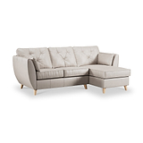 Edison Leather Chaise RH Light Feet Cloud Grey from Roseland Furniture