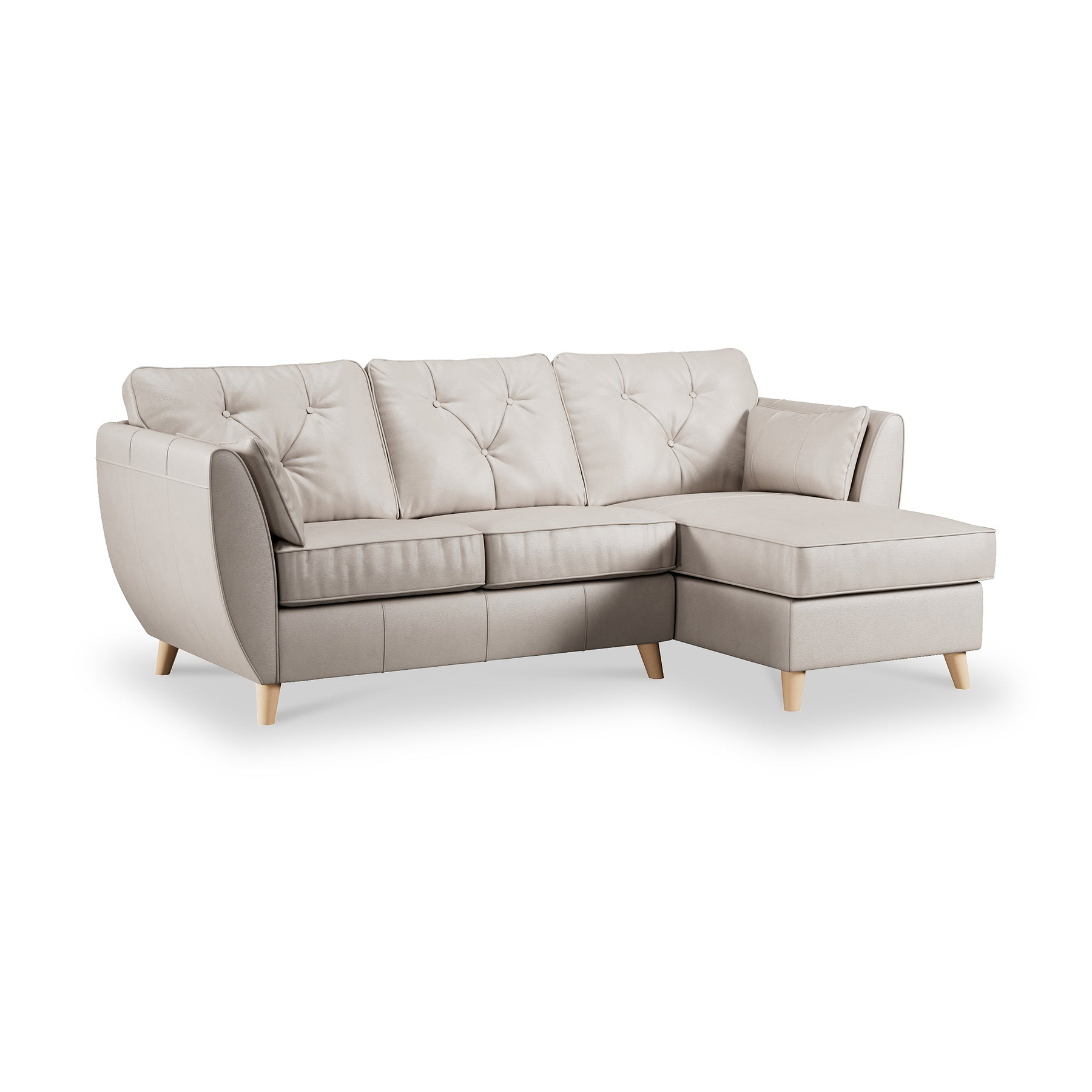 Edison Leather Chaise RH Light Feet Cloud Grey from Roseland Furniture