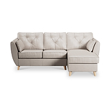 Edison Leather Chaise RH Light Feet Cloud Grey from Roseland Furniture