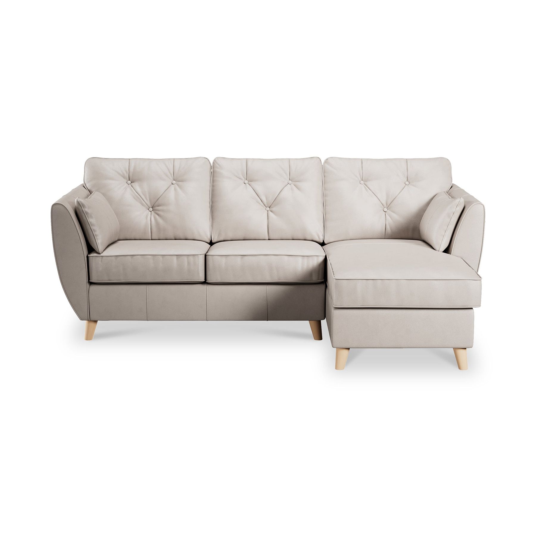 Edison Leather Chaise RH Light Feet Cloud Grey from Roseland Furniture