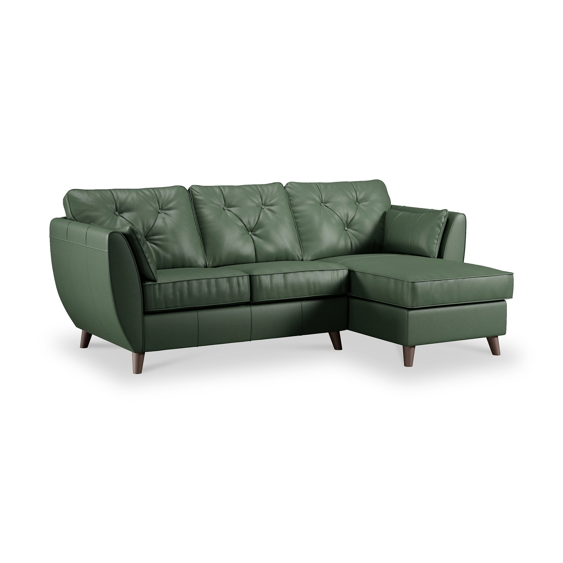 Edison Leather Chaise RH Dark Feet Hunter Green from Roseland Furniture