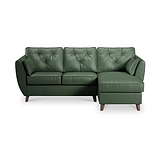 Edison Leather Chaise RH Dark Feet Hunter Green from Roseland Furniture