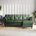 Edison Leather Chaise RH Dark Feet Hunter Green from Roseland Furniture