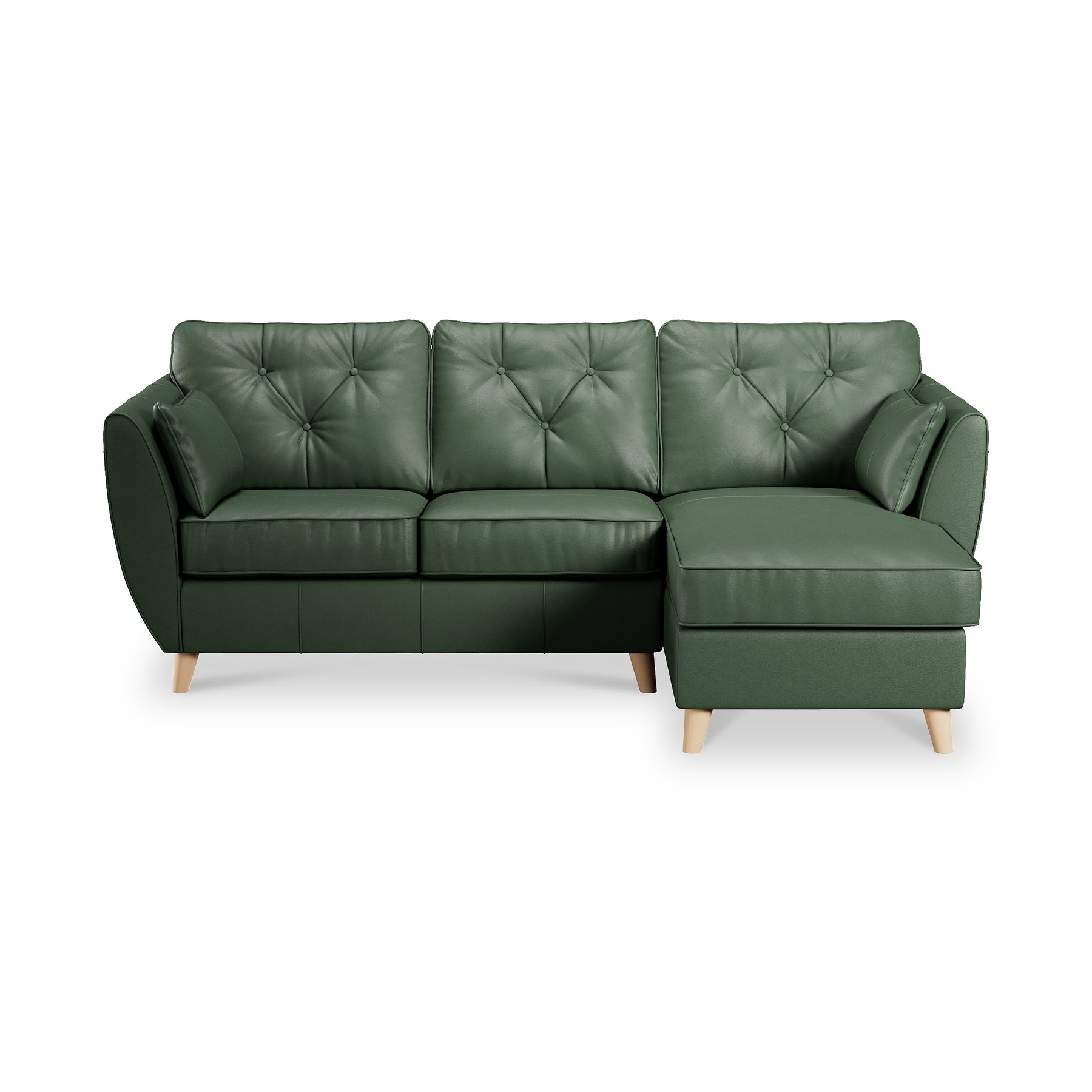 Edison Leather Chaise RH Light Feet Hunter Green from Roseland Furniture