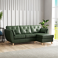 Edison Leather Chaise RH Light Feet Hunter Green from Roseland Furniture