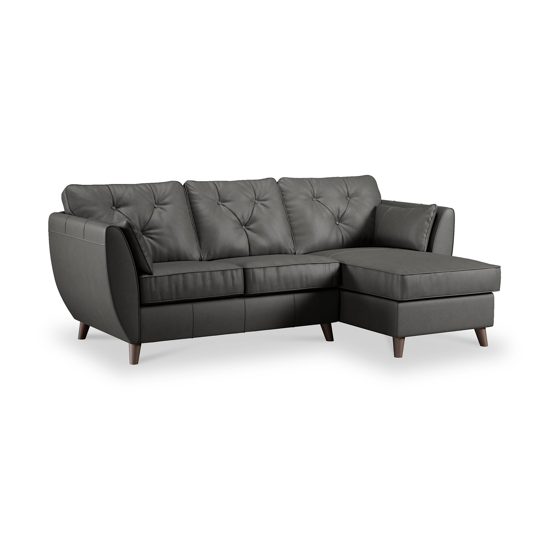Edison Leather Chaise RH Dark Feet Raven from Roseland Furniture