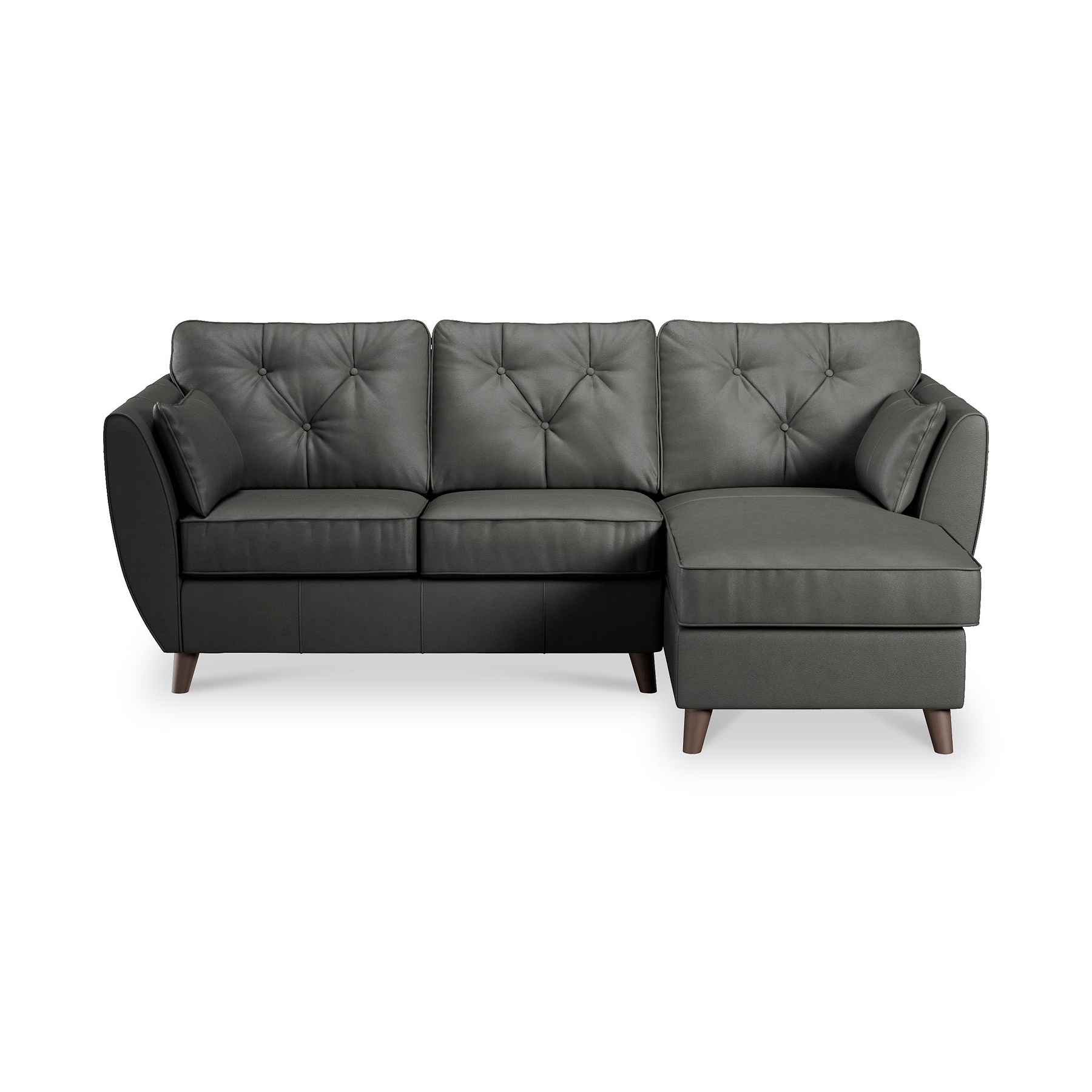 Edison Leather Chaise RH Dark Feet Raven from Roseland Furniture