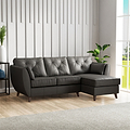 Edison Leather Chaise RH Dark Feet Raven from Roseland Furniture