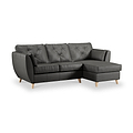Edison Leather Chaise RH Light Feet Raven from Roseland Furniture