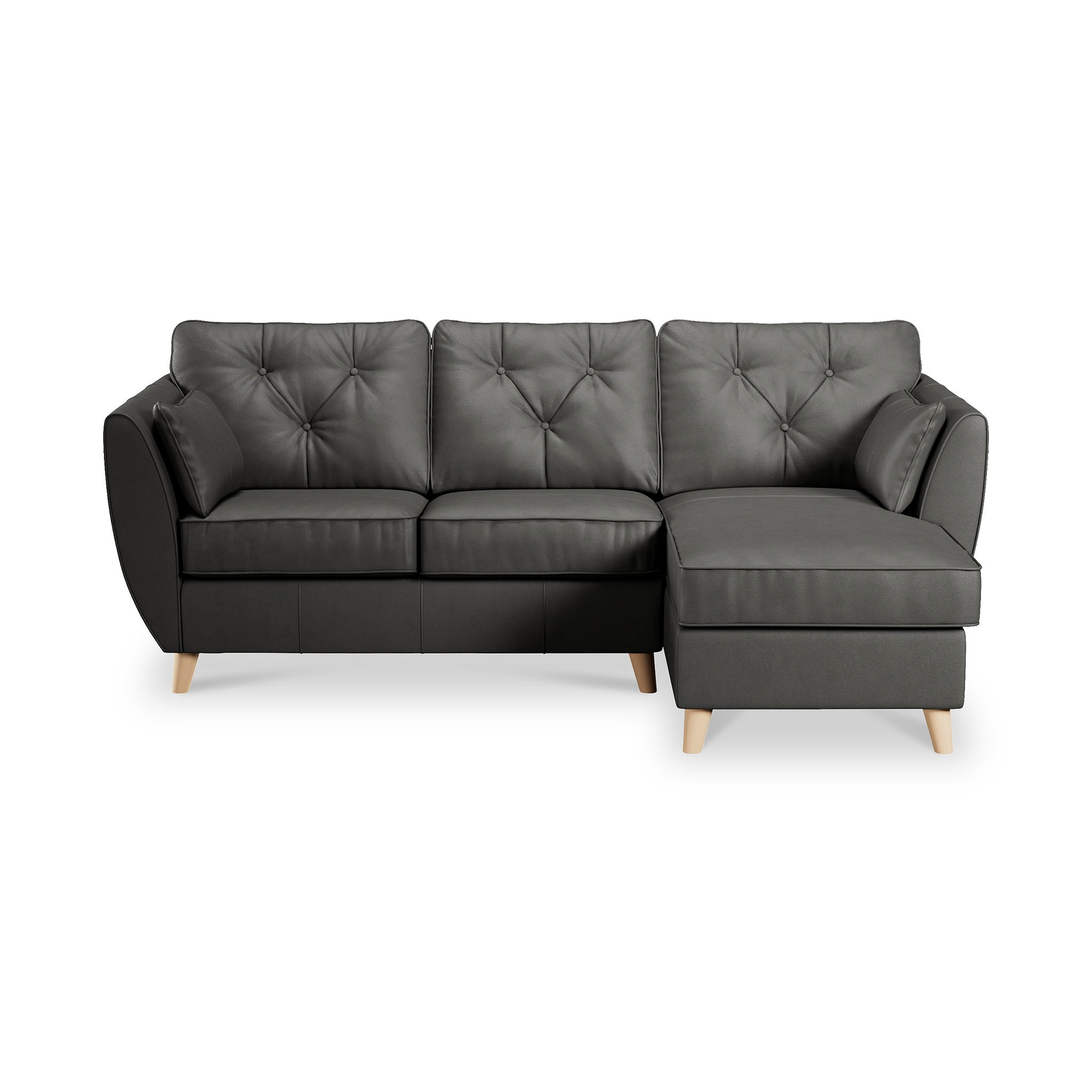 Edison Leather Chaise RH Light Feet Raven from Roseland Furniture