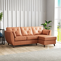 Edison Leather Chaise RH Dark Feet Saddle from Roseland Furniture