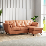 Edison Leather Chaise RH Dark Feet Saddle from Roseland Furniture