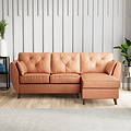 Edison Leather Chaise RH Dark Feet Saddle from Roseland Furniture