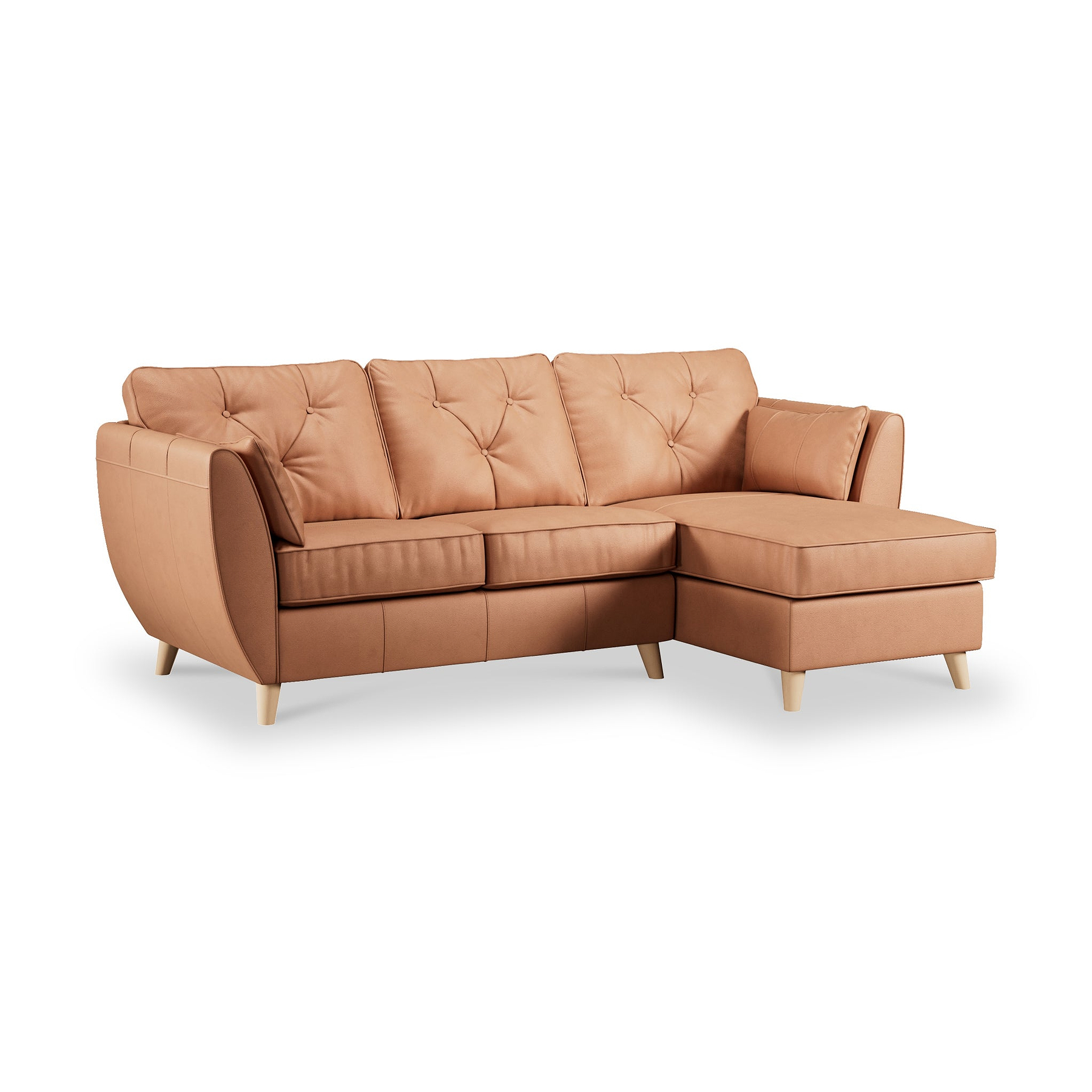 Edison Leather Chaise RH Light Feet Saddle from Roseland Furniture