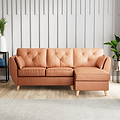 Edison Leather Chaise RH Light Feet Saddle from Roseland Furniture