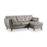 Edison Leather Chaise RH Dark Feet Stone Grey from Roseland Furniture