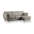 Edison Leather Chaise RH Light Feet Stone Grey from Roseland Furniture