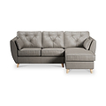 Edison Leather Chaise RH Light Feet Stone Grey from Roseland Furniture