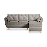 Edison Leather Chaise RH Light Feet Stone Grey from Roseland Furniture