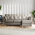 Edison Leather Chaise RH Light Feet Stone Grey from Roseland Furniture