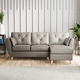 Edison Leather Chaise RH Light Feet Stone Grey from Roseland Furniture