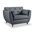 Edison Leather Snuggle Chair Dark Feet Navy Blue from Roseland Furniture