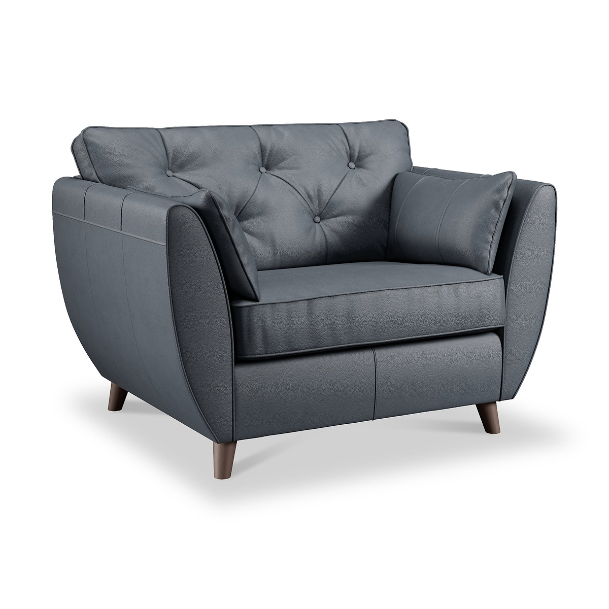 Edison Leather Snuggle Chair Dark Feet Navy Blue from Roseland Furniture