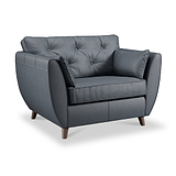 Edison Leather Snuggle Chair Dark Feet Navy Blue from Roseland Furniture