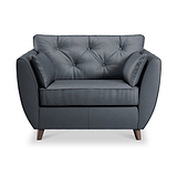 Edison Leather Snuggle Chair Dark Feet Navy Blue from Roseland Furniture