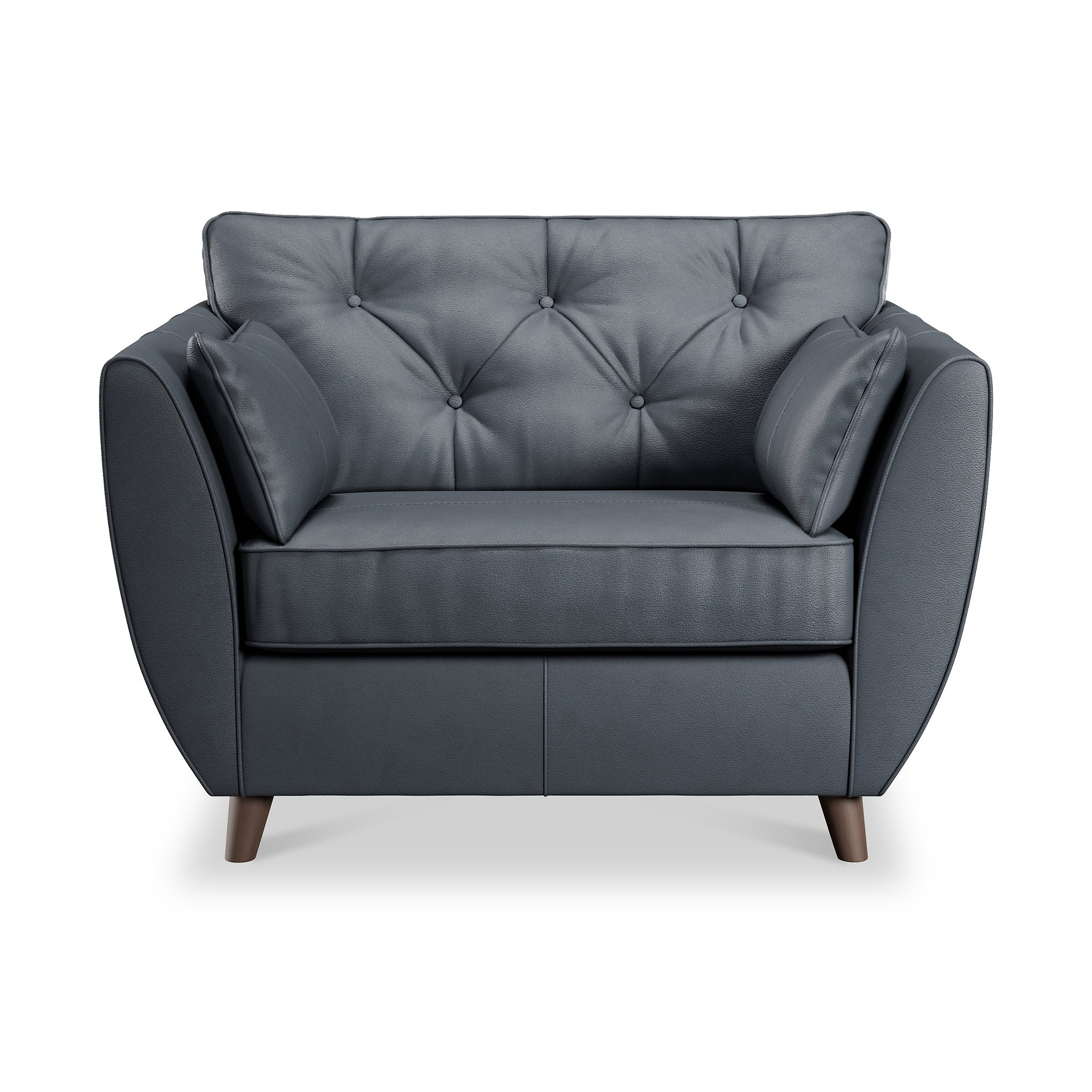 Edison Leather Snuggle Chair Dark Feet Navy Blue from Roseland Furniture