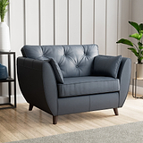 Edison Leather Snuggle Chair Dark Feet Navy Blue from Roseland Furniture