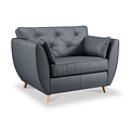 Edison Leather Snuggle Chair Light Feet Navy from Roseland Furniture